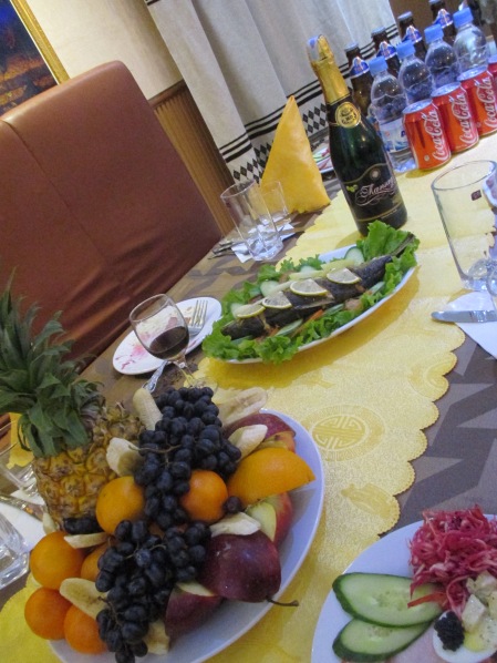 That fruit plate alone probably cost 50,000 tugriks