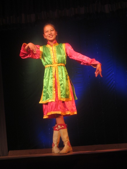 A student performing a traditional Mongolian dance